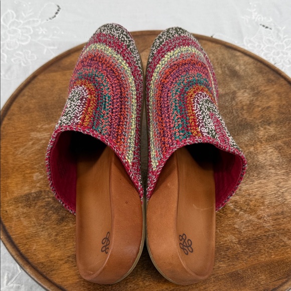 The Sak Shoes Wm 9 Bolinas Crochet Multicolor Slip-On Mules Clogs Leather Boho - Picture 6 of 11